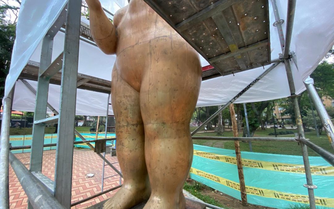 Así avanza la restauración de la ‘Gorda’ de Fernando Botero en Bucaramanga